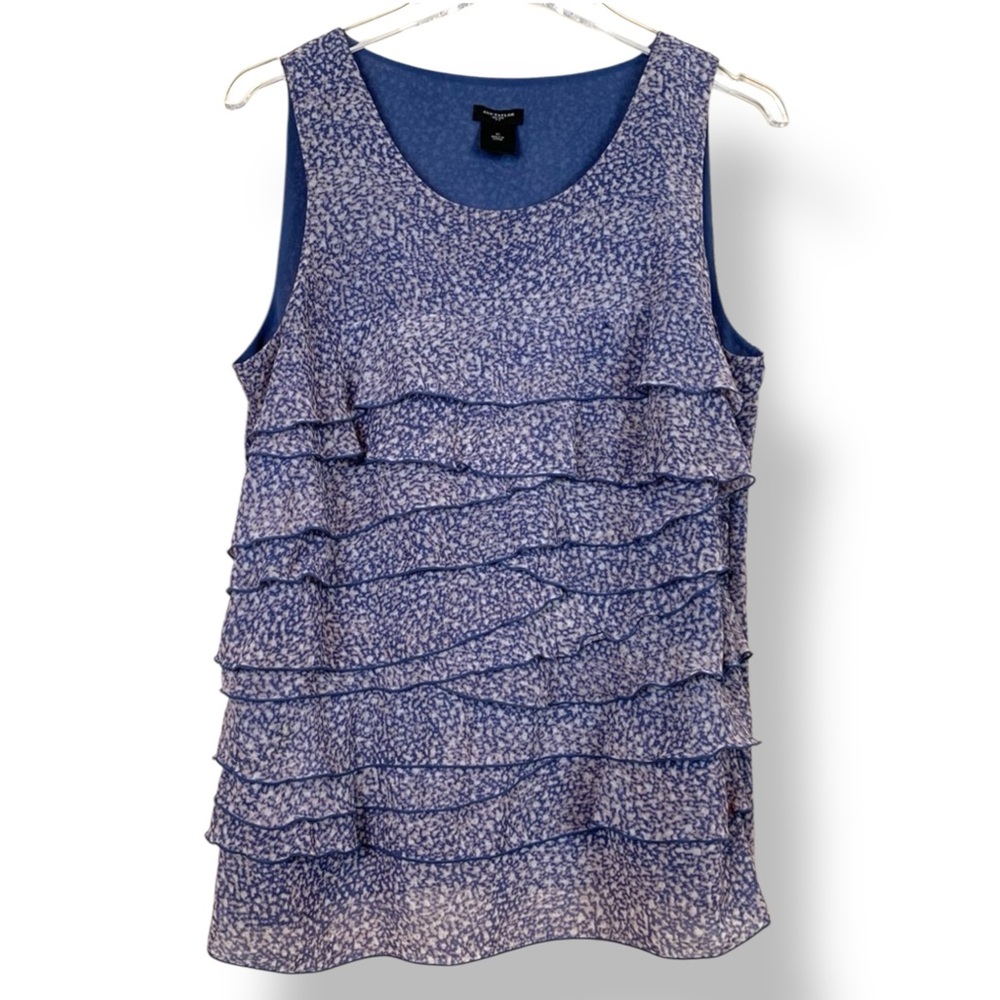 ANN TAYLOR Sheer Layered Ruffles Blouse M